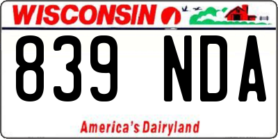 WI license plate 839NDA