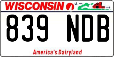 WI license plate 839NDB