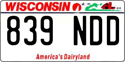 WI license plate 839NDD