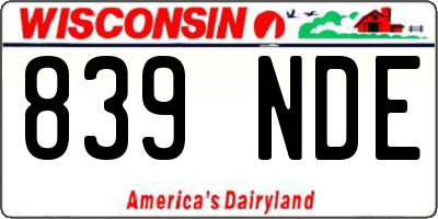 WI license plate 839NDE