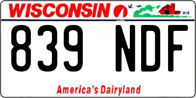 WI license plate 839NDF