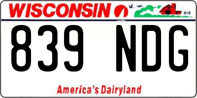 WI license plate 839NDG