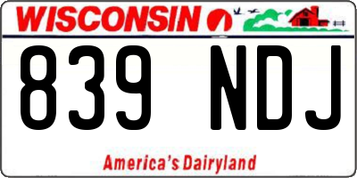 WI license plate 839NDJ