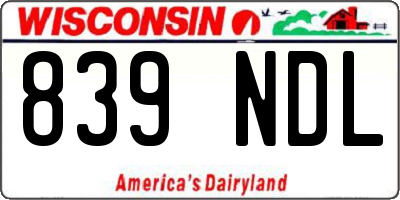 WI license plate 839NDL