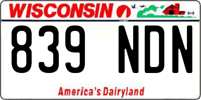 WI license plate 839NDN