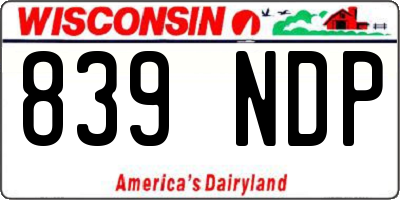 WI license plate 839NDP