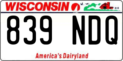 WI license plate 839NDQ