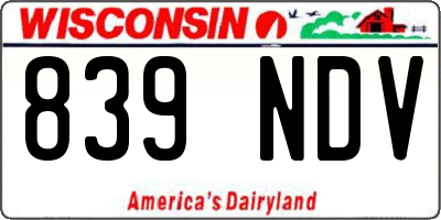 WI license plate 839NDV