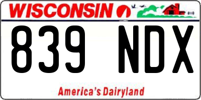 WI license plate 839NDX