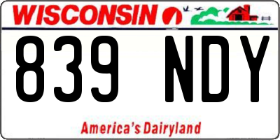 WI license plate 839NDY