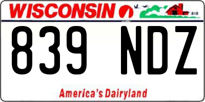 WI license plate 839NDZ