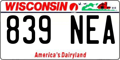 WI license plate 839NEA