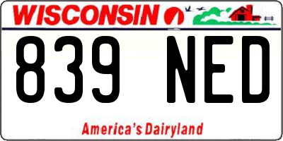 WI license plate 839NED