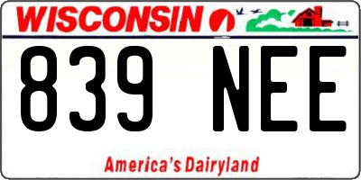 WI license plate 839NEE