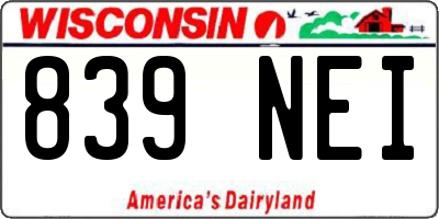 WI license plate 839NEI