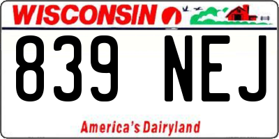 WI license plate 839NEJ