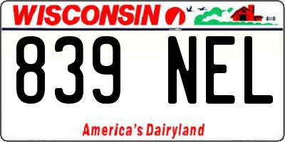 WI license plate 839NEL