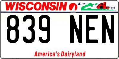 WI license plate 839NEN