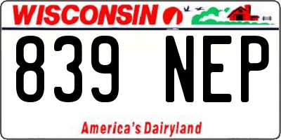WI license plate 839NEP
