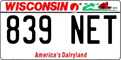 WI license plate 839NET