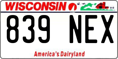 WI license plate 839NEX