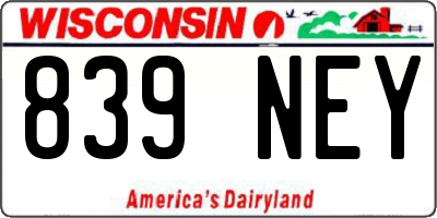 WI license plate 839NEY