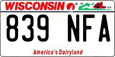 WI license plate 839NFA