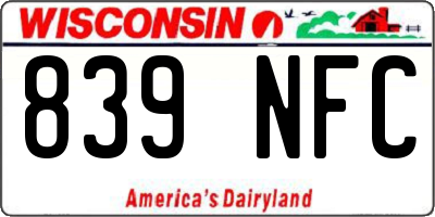 WI license plate 839NFC