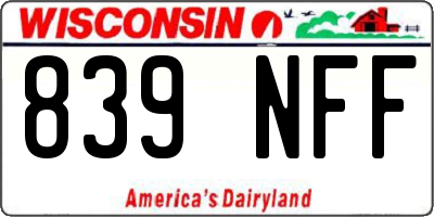 WI license plate 839NFF
