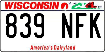 WI license plate 839NFK