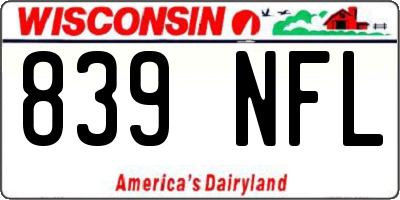 WI license plate 839NFL