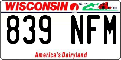 WI license plate 839NFM