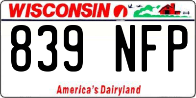 WI license plate 839NFP