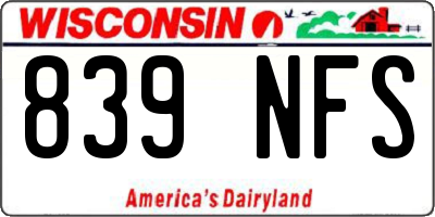 WI license plate 839NFS