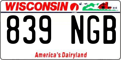 WI license plate 839NGB