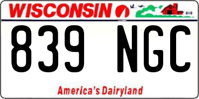 WI license plate 839NGC