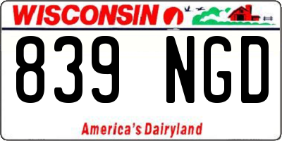 WI license plate 839NGD