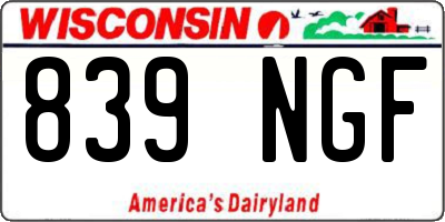 WI license plate 839NGF