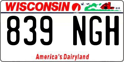 WI license plate 839NGH