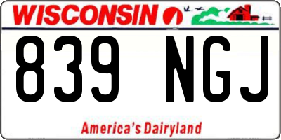WI license plate 839NGJ