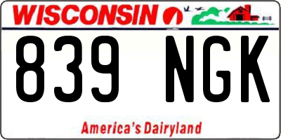 WI license plate 839NGK