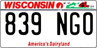 WI license plate 839NGO