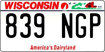 WI license plate 839NGP