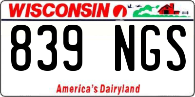 WI license plate 839NGS