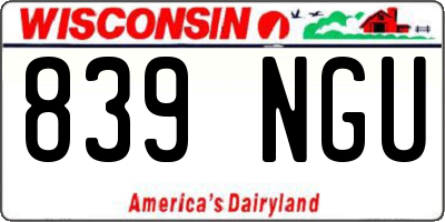 WI license plate 839NGU