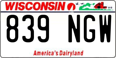 WI license plate 839NGW