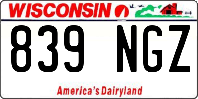 WI license plate 839NGZ