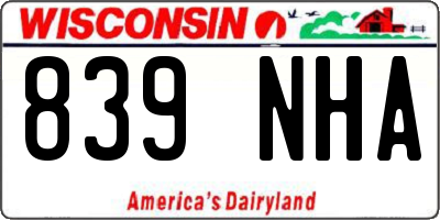 WI license plate 839NHA