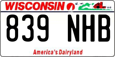 WI license plate 839NHB