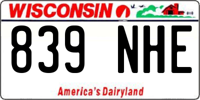WI license plate 839NHE